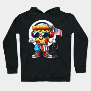 Pizza wearing holding an American flag Hoodie